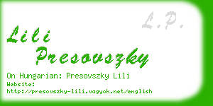 lili presovszky business card